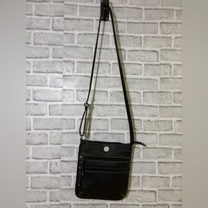 Elegant Black Textured crossover Bag, faux leather purse